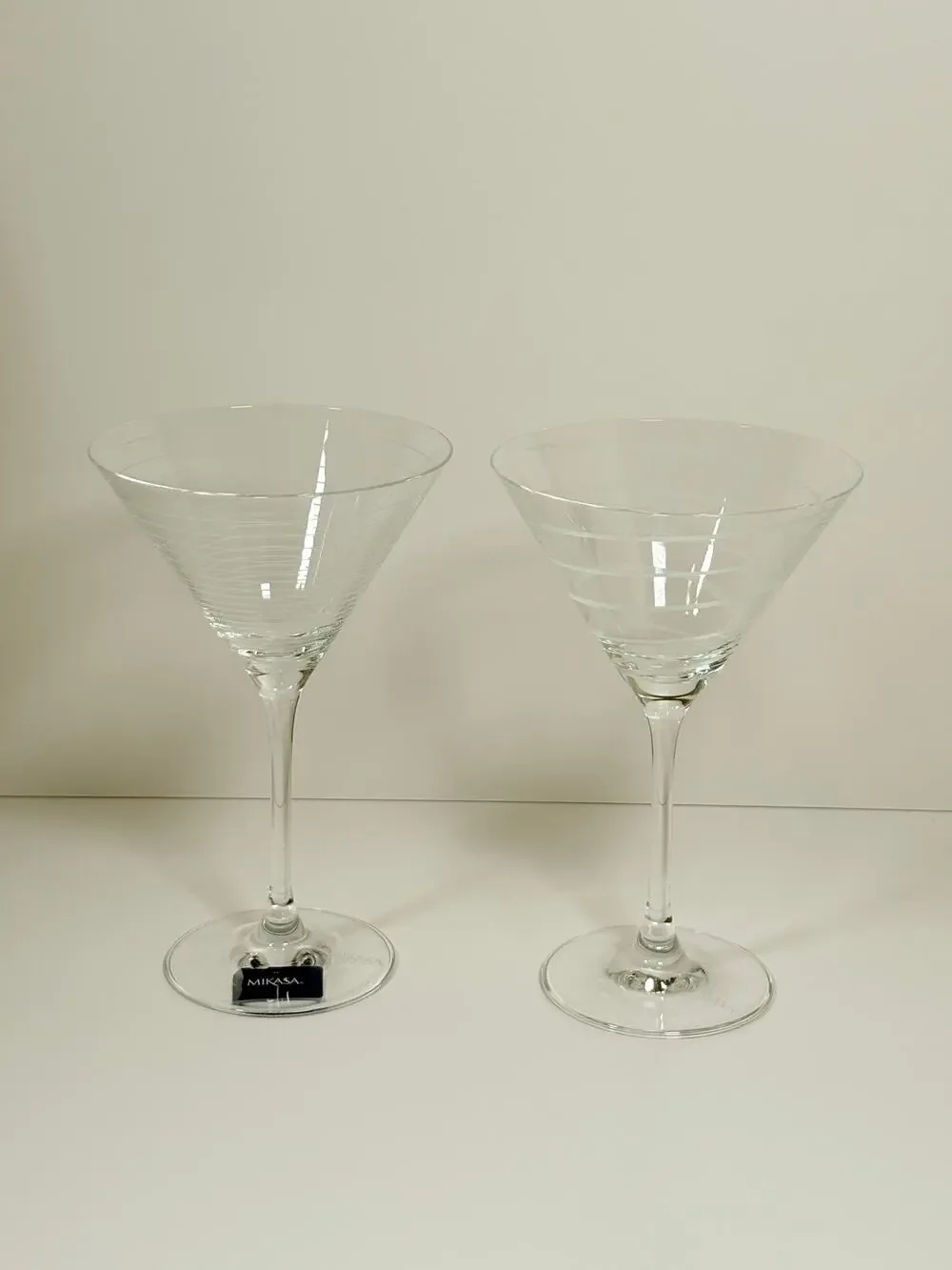 Mikasa Martini Etched Clear Crystal Glasses ~ Set of 2